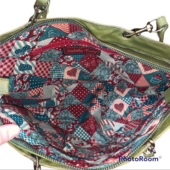 Isabella Fiore Embroidered Leather Satchel Purse Bag & Cosmetic Bag - Picture 7 of 12